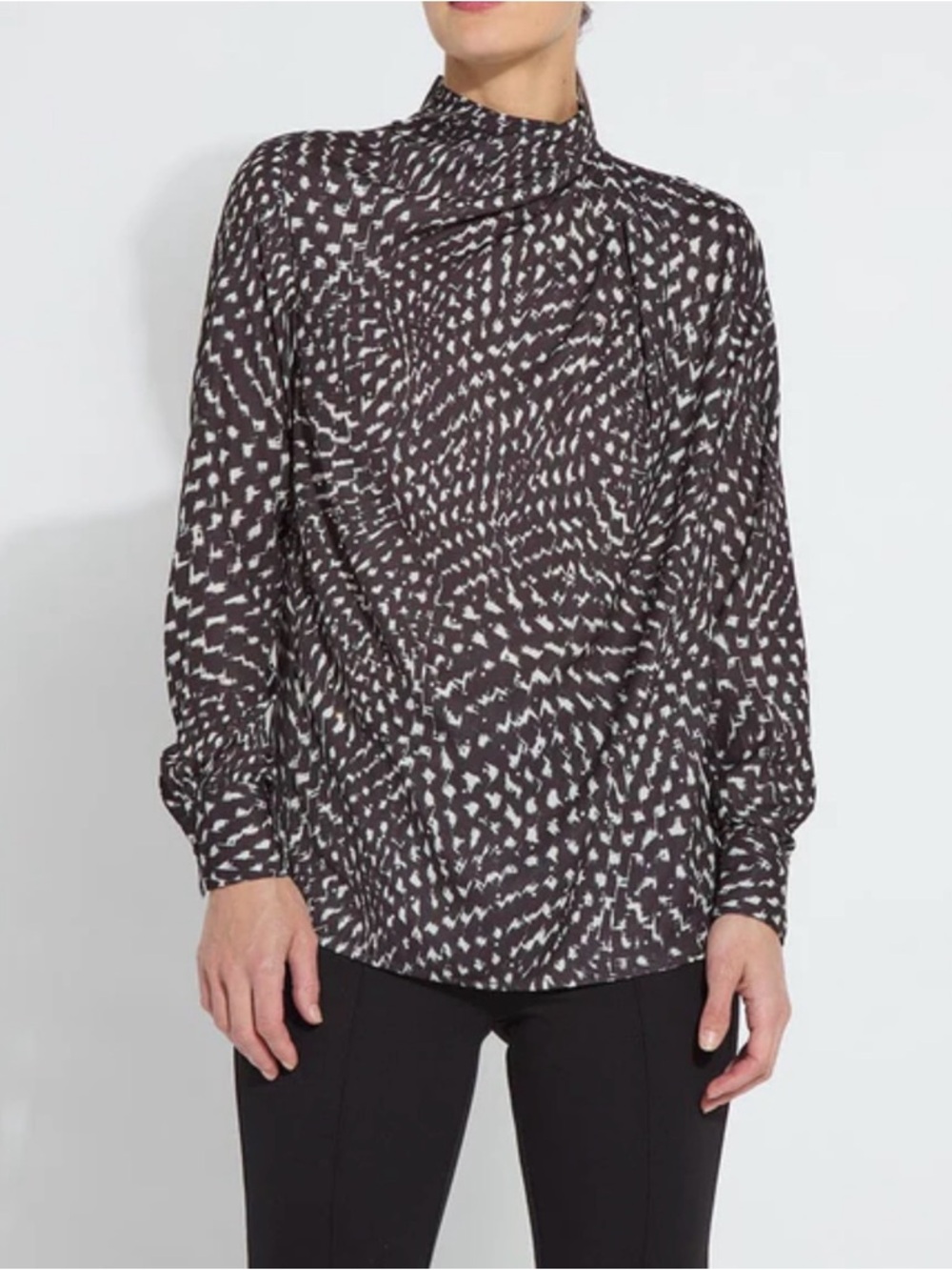 Lysse Black and White Turtleneck Print Sweater